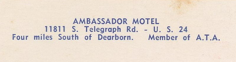 Ambassador Motel - Vintage Postcard